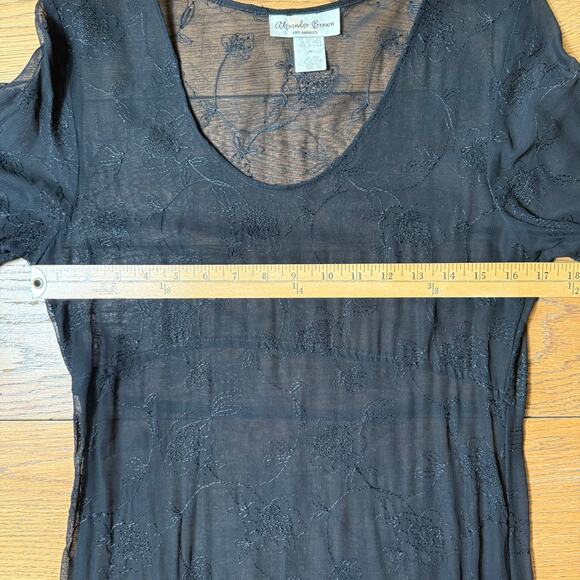 VTG Alexander Brown Los Angeles Maxi Dress SZ 1 Embroidered Sheer Witchy Fairy - Picture 9 of 10